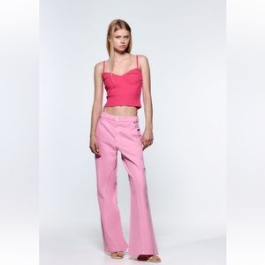 Zara RIB top in fuchsia